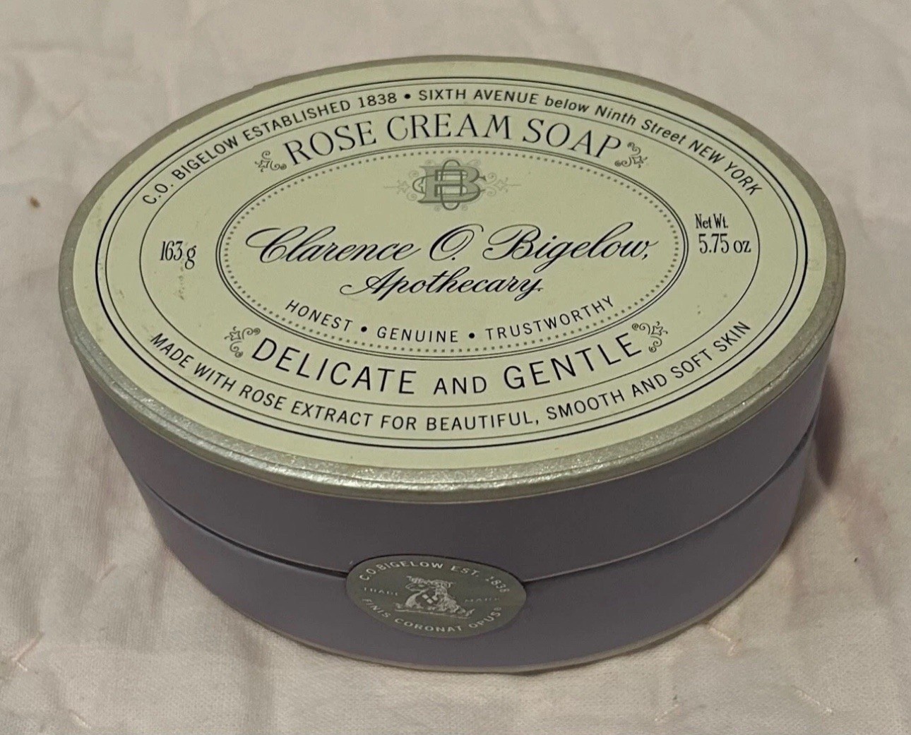 Clarence O’ Bigelow Apothecary Rose Cream Delicate & Gentle Soap Bar 5.75oz