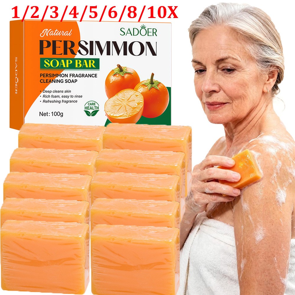 1~10PCS SADOER Persimmon Soap Bar Body Odor Control Deodorant Soap for Men&Women