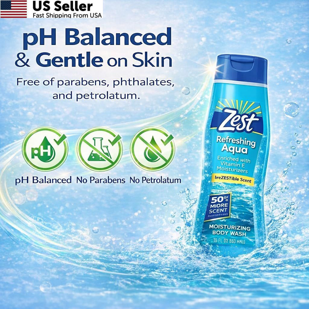 Zest Hydrating Body Wash – Aqua – 18 Fl Oz (Pack of 1), Cranberry