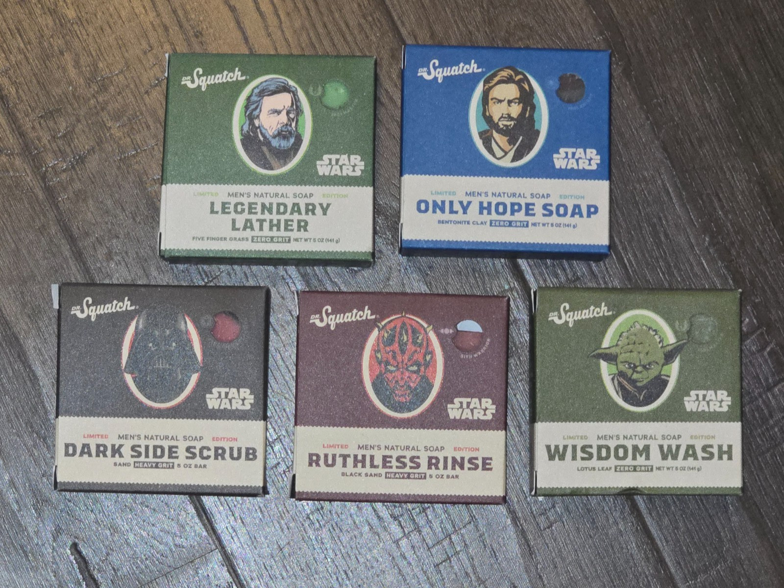 LOT of 5 Squatch STAR WARS soap Legendary Wisdom Hope Ruthless Dark Side New Set