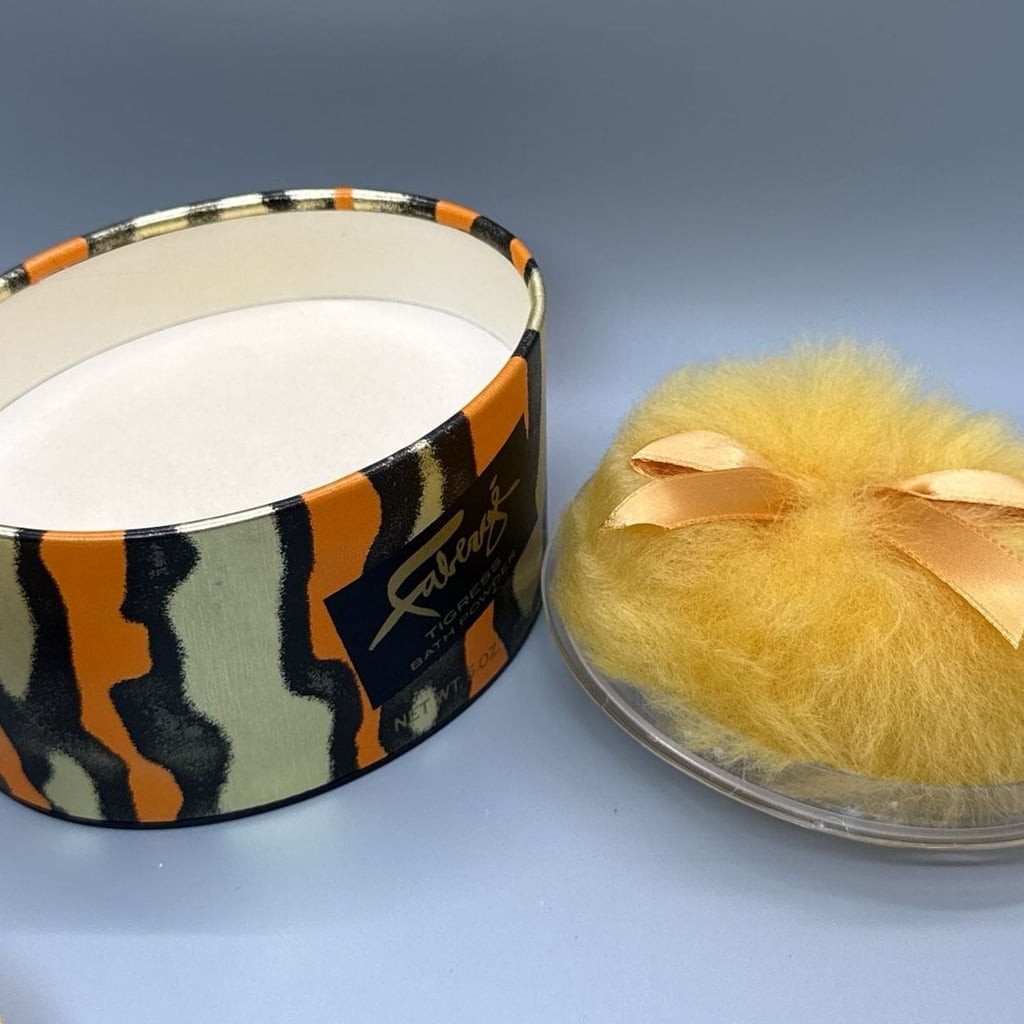 NOS Faberge Tigress Bath Powder, Original Puff & Savon Tigress Soap Set New Vtg