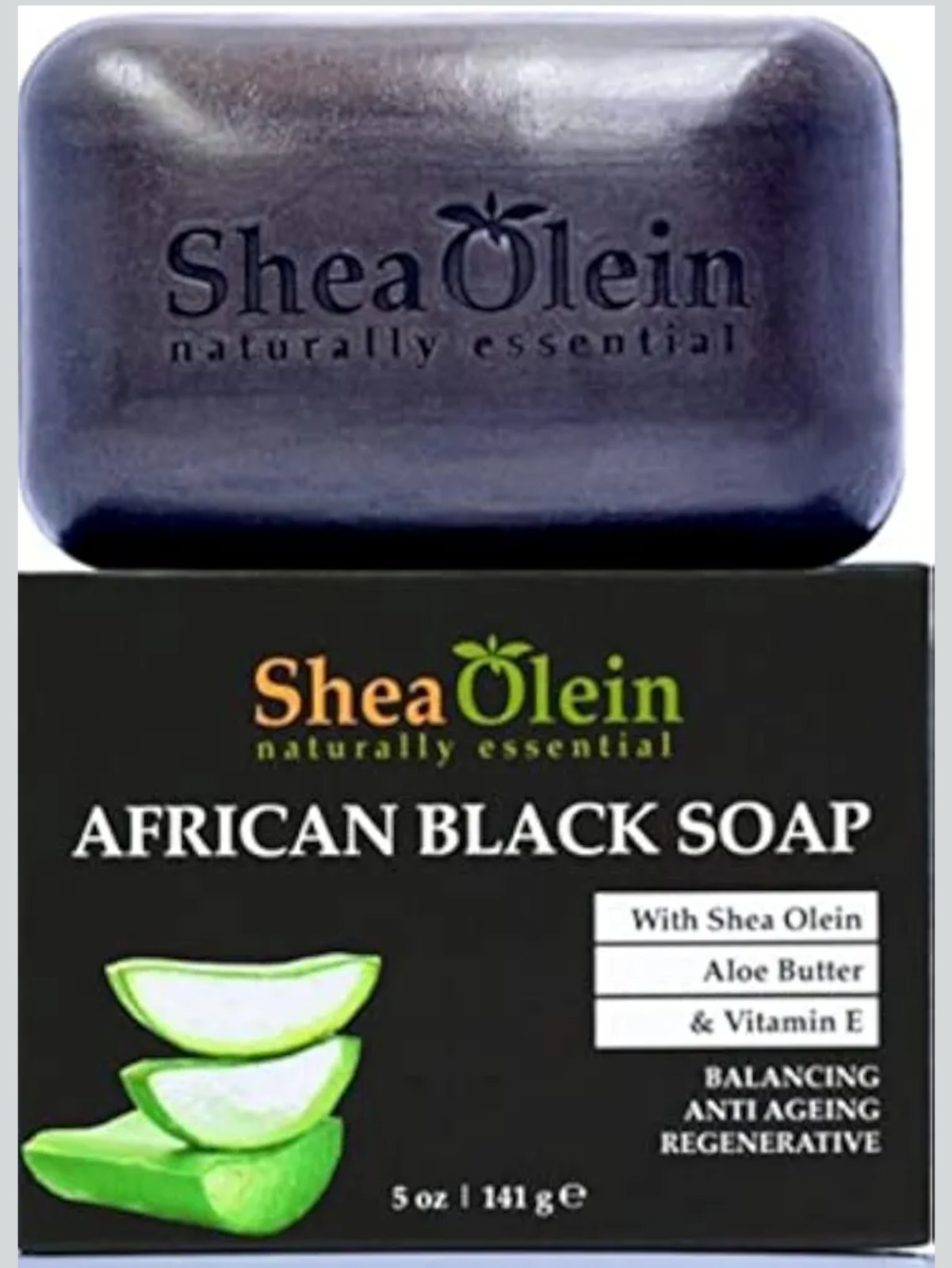 AFRICAN BLACK SOAP WITH SHEA OLEIN ALOE BUTTER & VITAMIN E