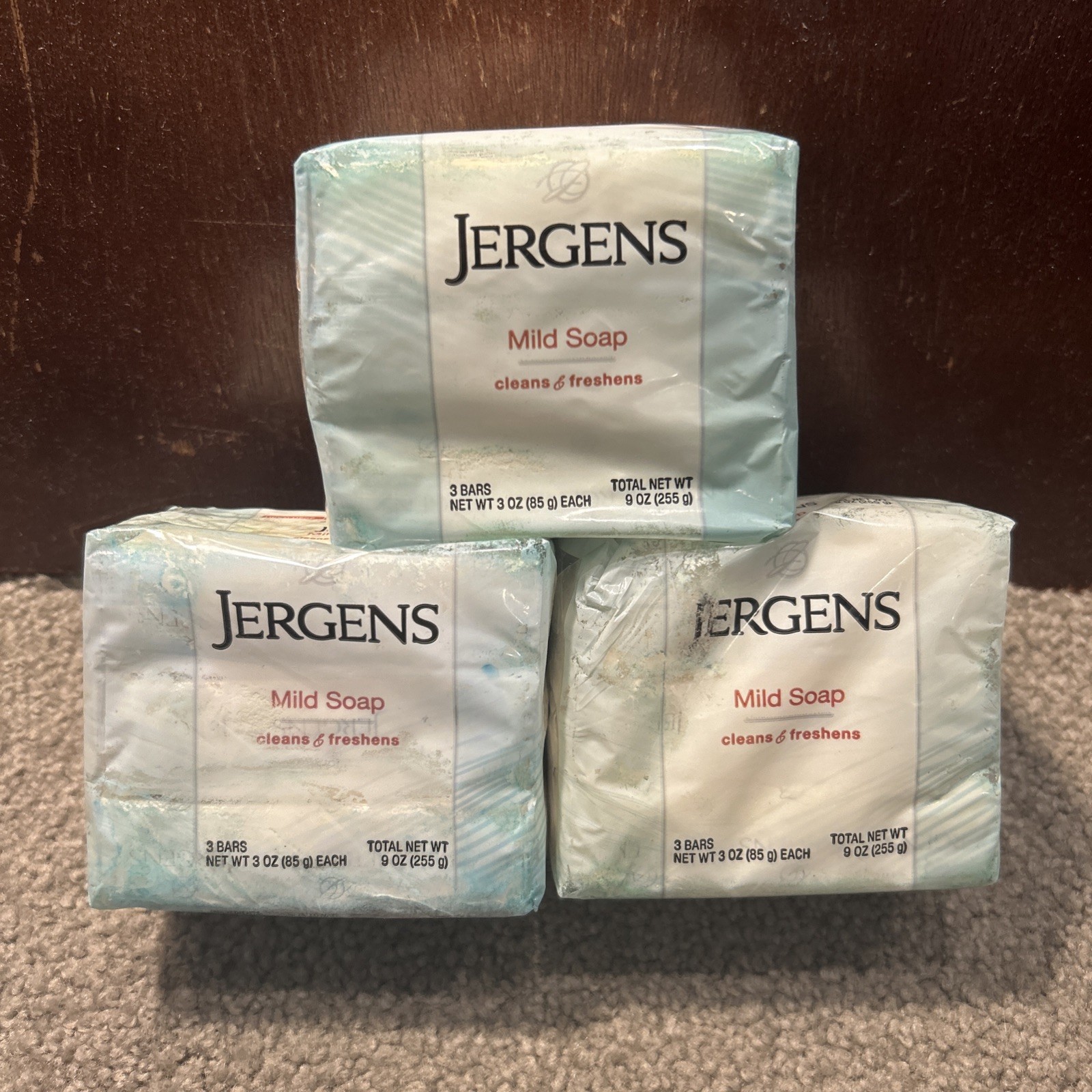 X3 Jergens Mild Soap, Cleans & Freshens, 3 Bars- 3oz Each (9oz Total)