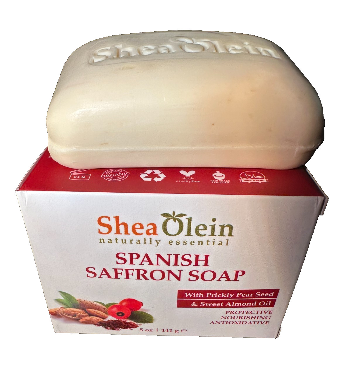 Shea Olein Spanish Saffron Soap with Prickly Pear Seed & Sweet Almond Oil 6 bars