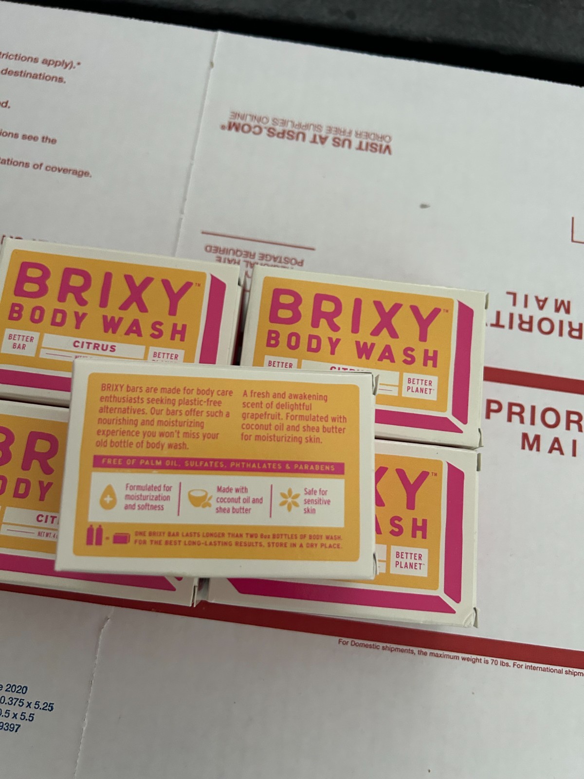 5-PACK LOT Brixy Citrus Body Wash Bar 4oz Eco Friendly Soap COCONUT Oil Shea