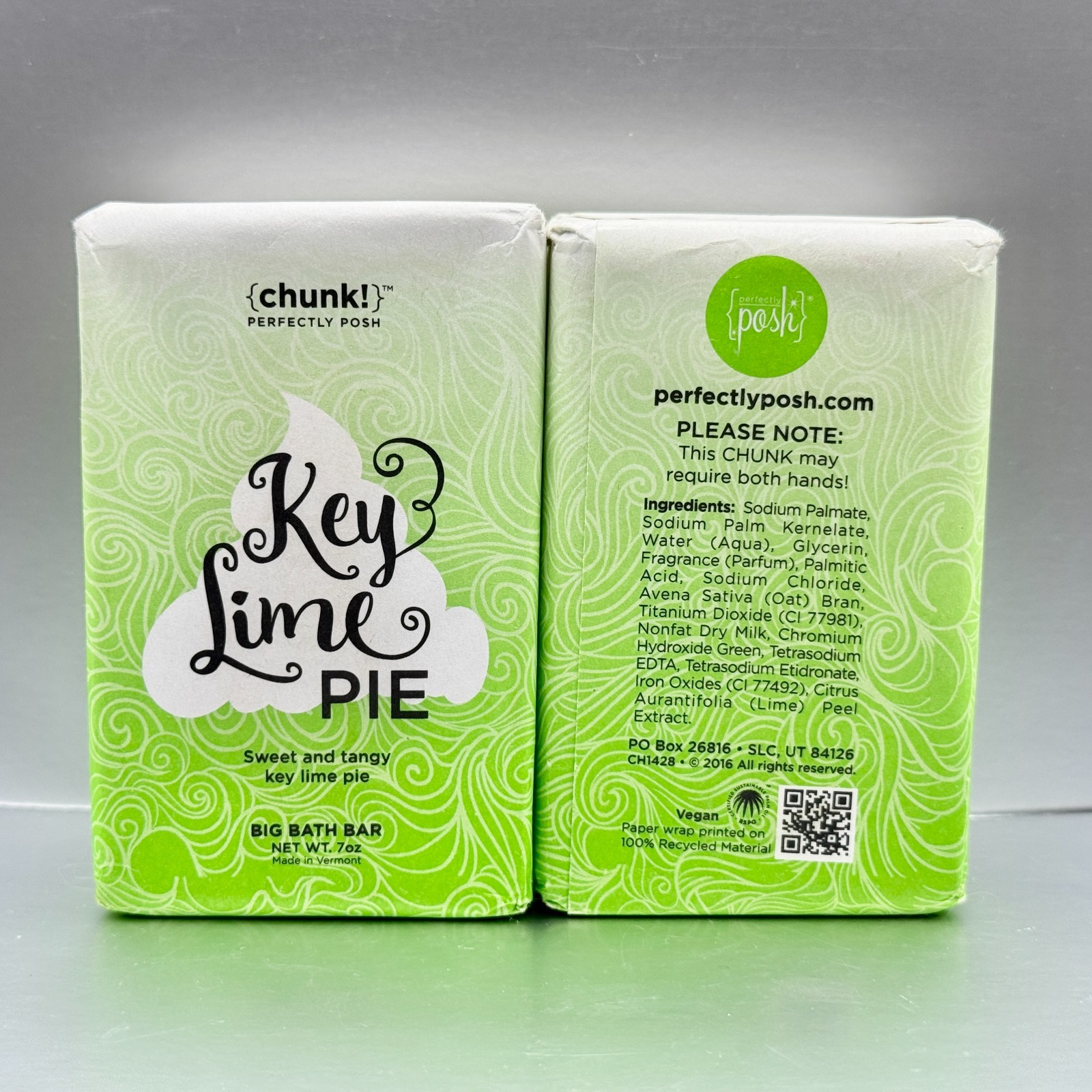 Lot of 2 Perfectly Posh KEY LIME PIE Big Bath Bar Soap *SEALED* Tangy Sweet