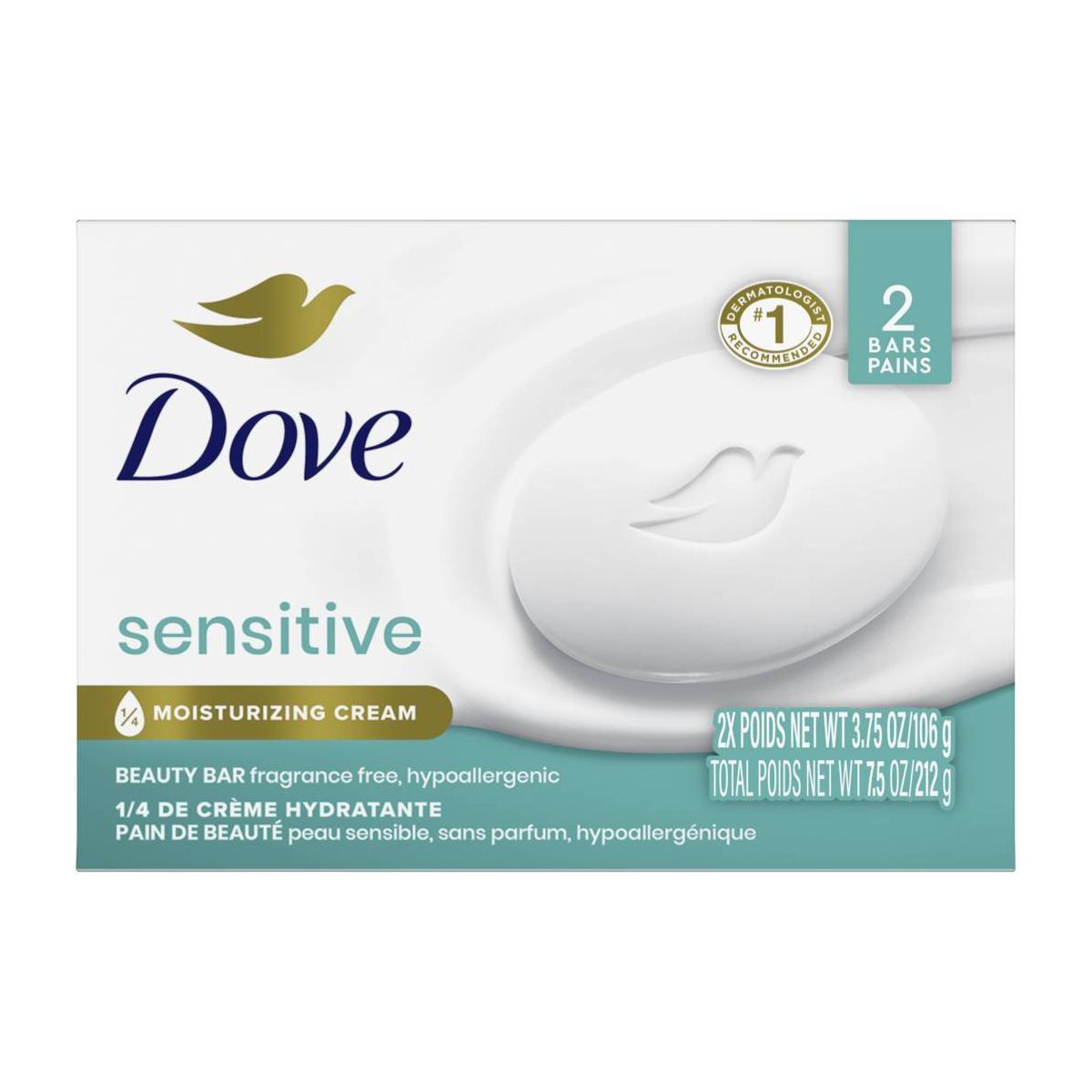 Beauty Sensitive Skin Moisturizing Fragrance-Free Beauty BarSoap-2pk/3.75oz each