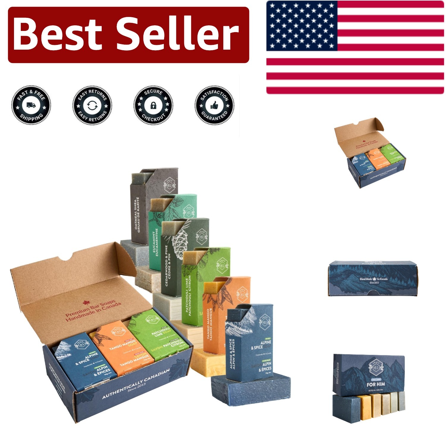 Sustainable 6-Pack Handmade Soap for Him – Natural Ingredients & Unique Scents