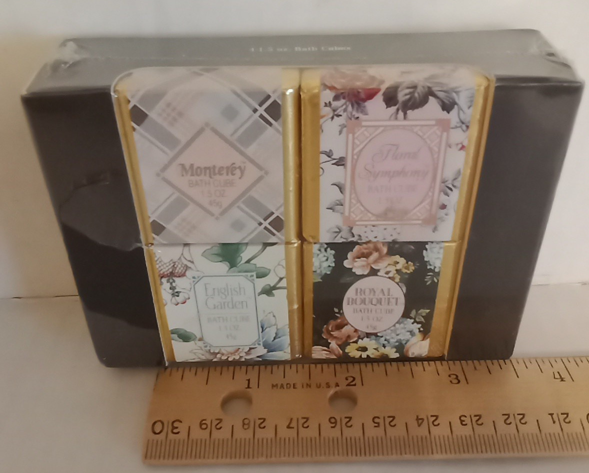 VTG 4 Bath Cubes Soaps Monterey, English Garden, Royal Banquet, Floral Symphony