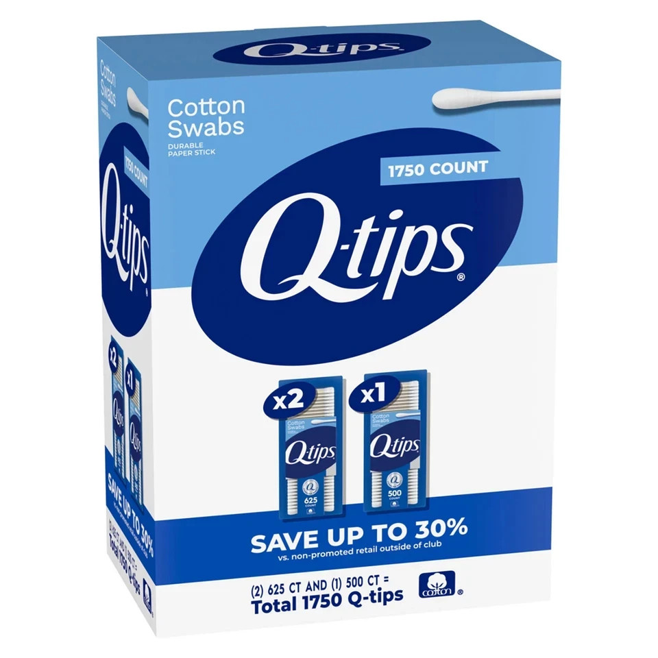 Q-tips Cotton Swabs (625 ct., 2 pk. + 500 ct., 1 pk.) Great Price