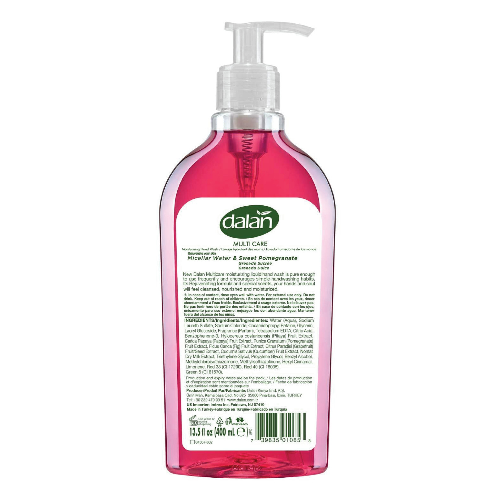 Full Box 12x Bottle Dalan Liquid Soap 2 in 1 Multi Care Sweet Pomegranate 13.5oz