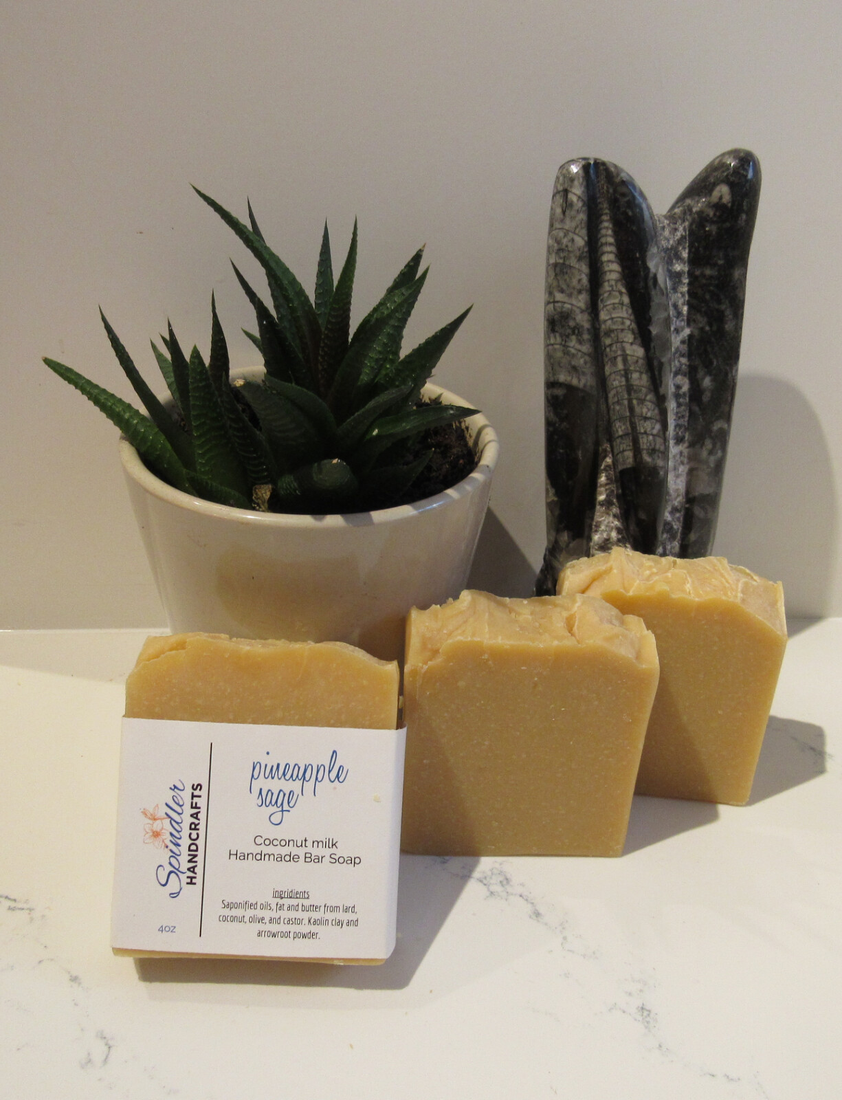 PINEAPPLE SAGE – Moisturizing Handmade – Homemade Lard Clay Bar Soap, wt. 4oz