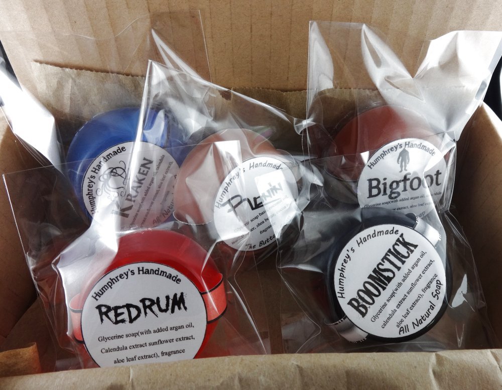 Lot of 5 Men’s Sample Soaps, Handmade Glycerin Soap, Shave & Shampoo Sampler
