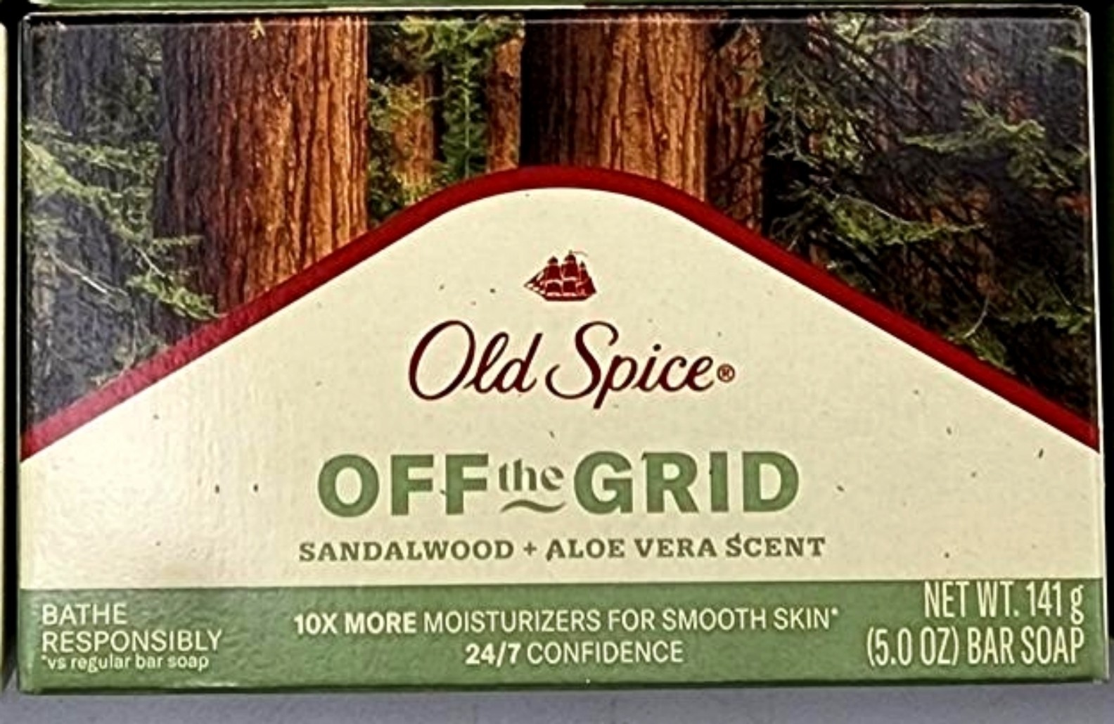 2 Bars Old Spice OFF THE GRID Moisturize Exfoliating Sandalwood Aloe Vera Soap