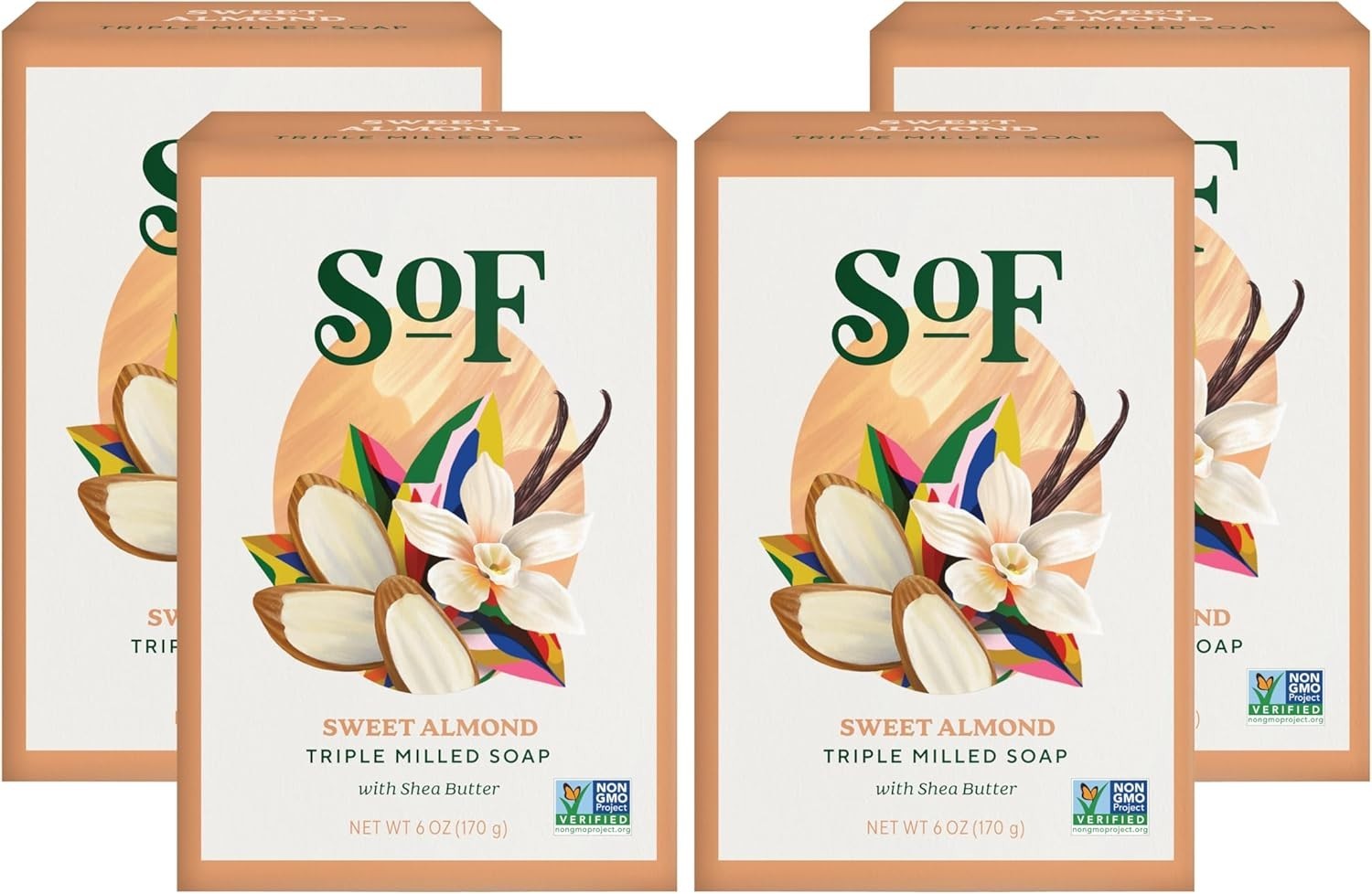 South of France – Triple Milled Bar Soap – Sweet Almond – 6 oz Bar – 4 Bars