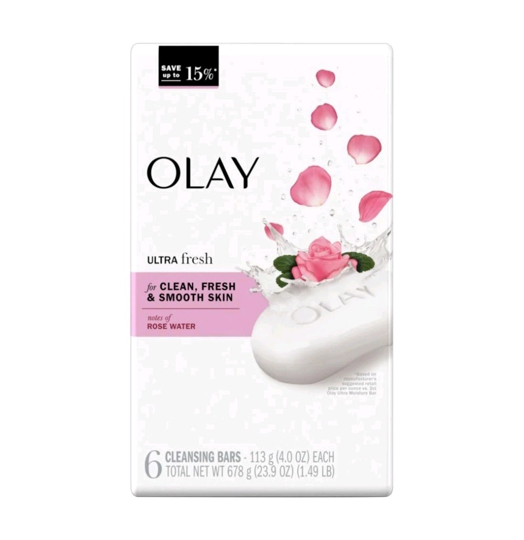 NEW! OLAY (6-BARS) 4 Oz. (113 g) 🥀🫧 ●ROSE WATER● Ultra Fresh Cleansing Bars.