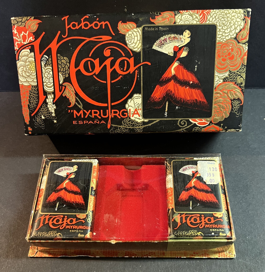 2 Vintage Boxes Jabón Maja By Myrurgia España 4 Soap Bars – 2 Large 2 Small