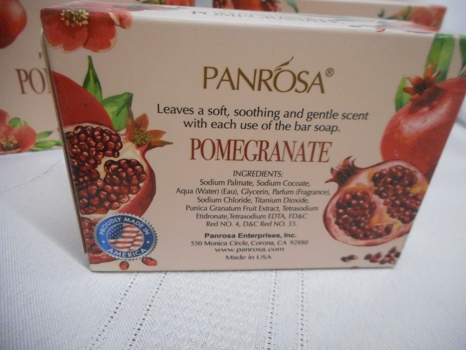 PANROSA Fruit Essence Bar Soap POMEGRANATE 3.5oz Lot of 3