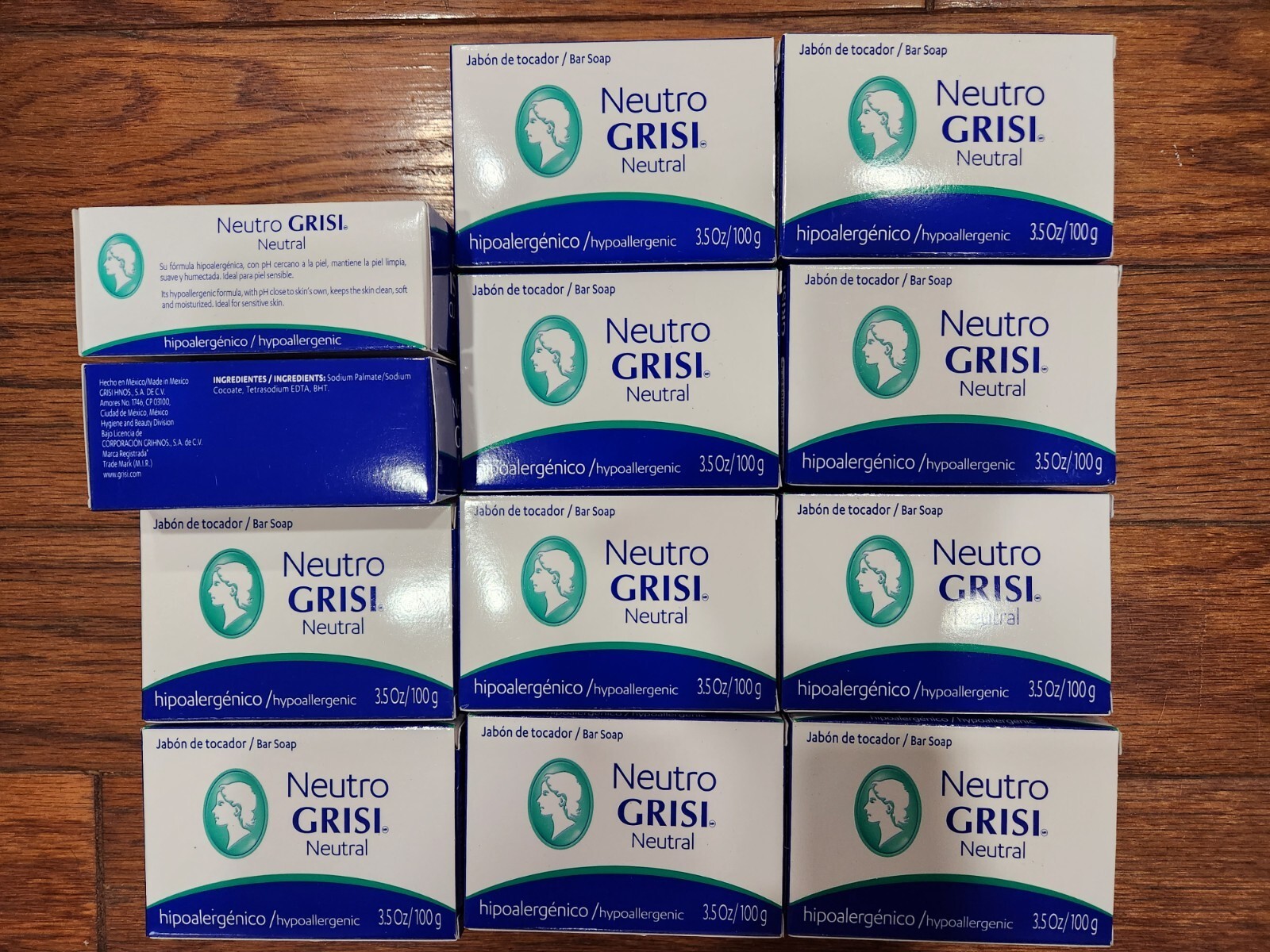12 NEW NEUTRO GRISI HYPOALLERGENIC BARS SOAP NEUTRAL JABON DE TOCADOR 3.5 OZ EA.