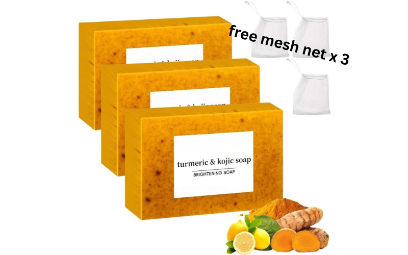 Turmeric Kojic Acid Soap pack of 3 Lemon Dark Spot Glow Face Body Cleansing Bar