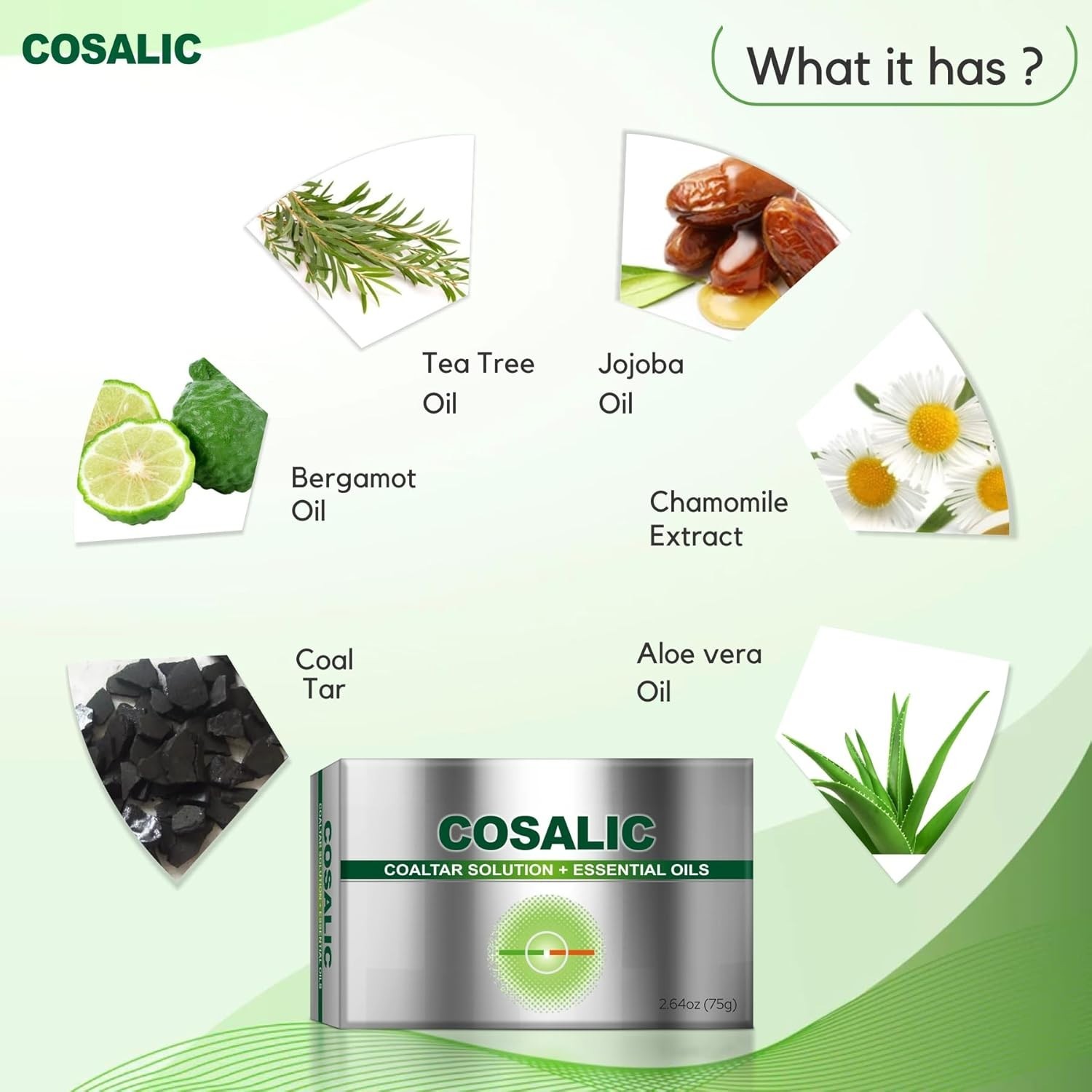 Cosalic Coal Tar Bathing Bar with Essential Oils 75 g / 2.64 oz – Gentle Clea…