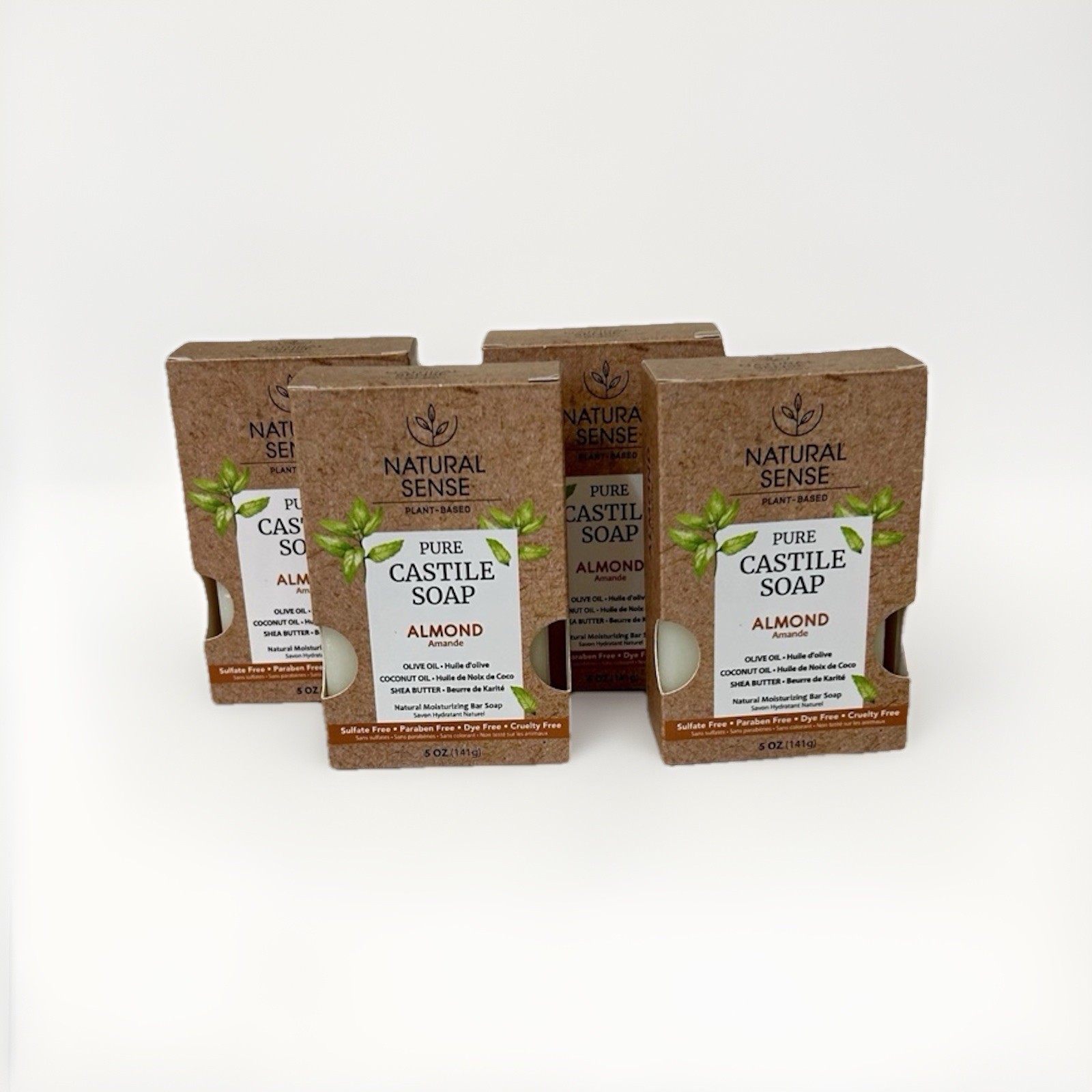 Natural Sense Pure Castile Almond Bar Soap 5 Oz Plant Based 4 Pack