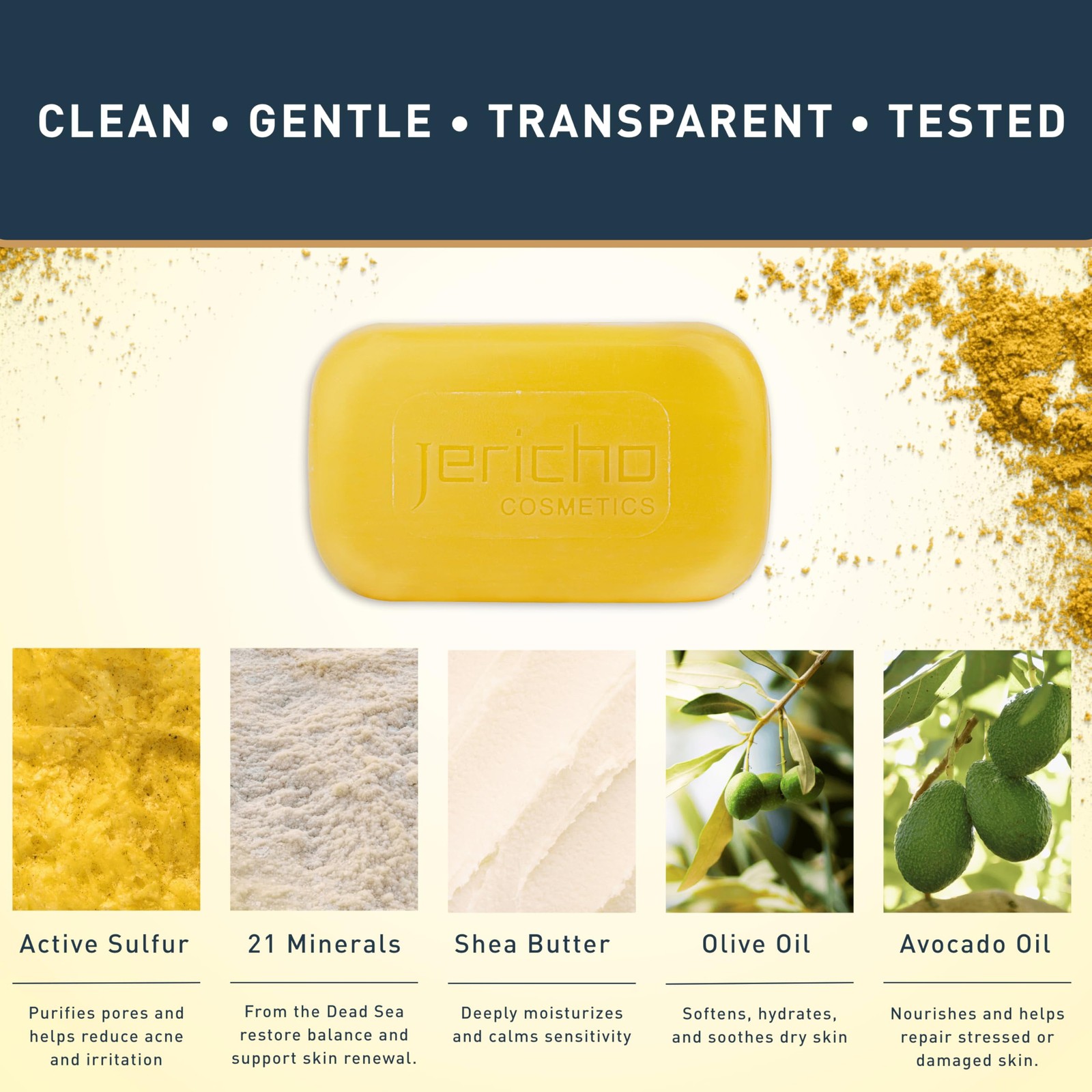 Jericho Dead Sea Sulfur Soap with Olive Oil – Helps 4.4 Ounce (Pack of 3)