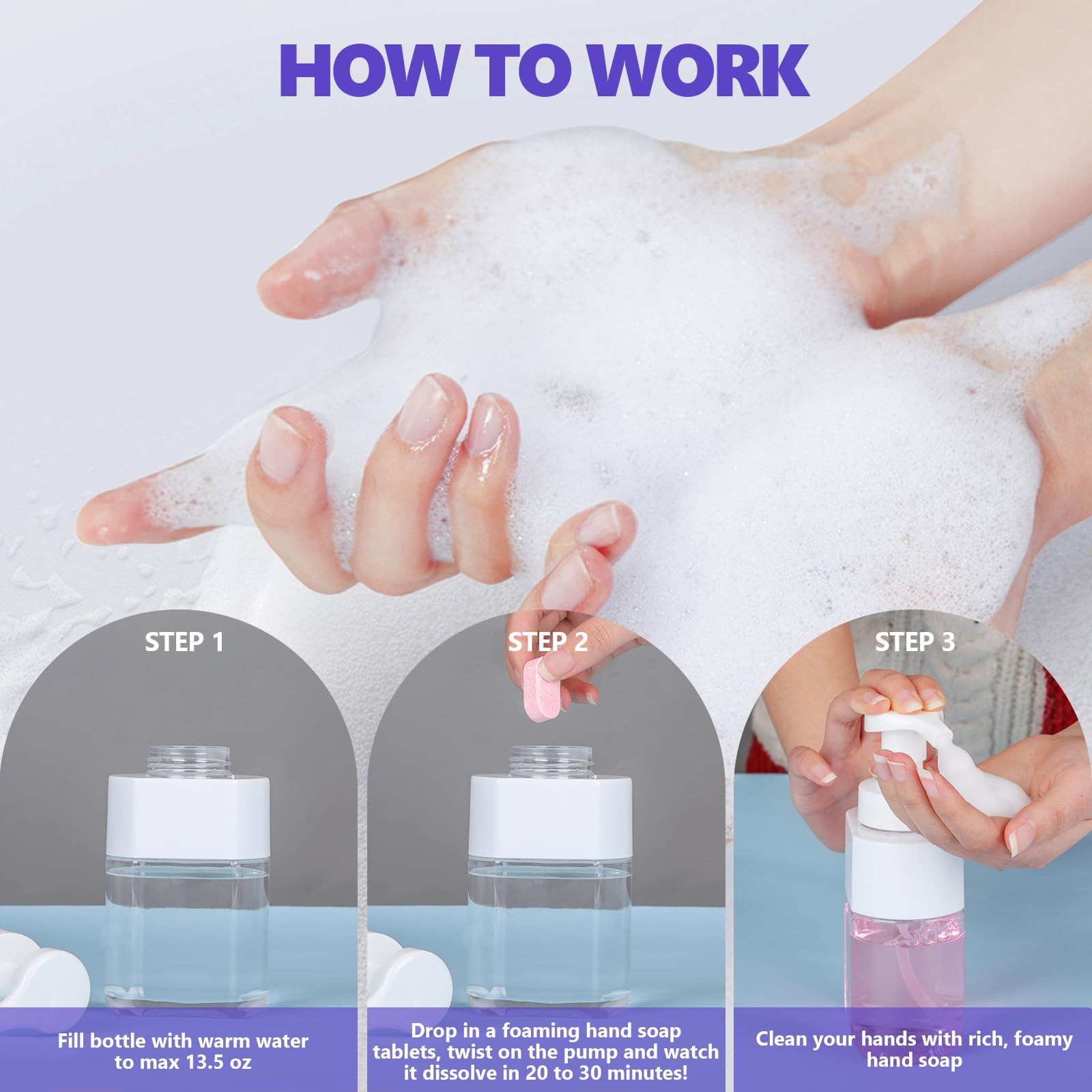 USKICH 48 Pack Foaming Hand Soap Tablet – Eco Friendly 1 Count (Pack of 48)
