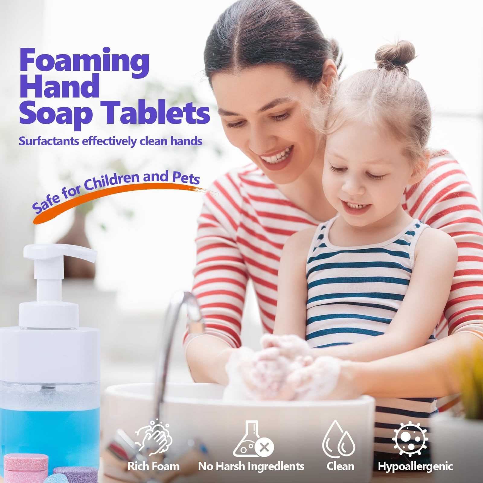USKICH 48 Pack Foaming Hand Soap Tablet – Eco Friendly 1 Count (Pack of 48)