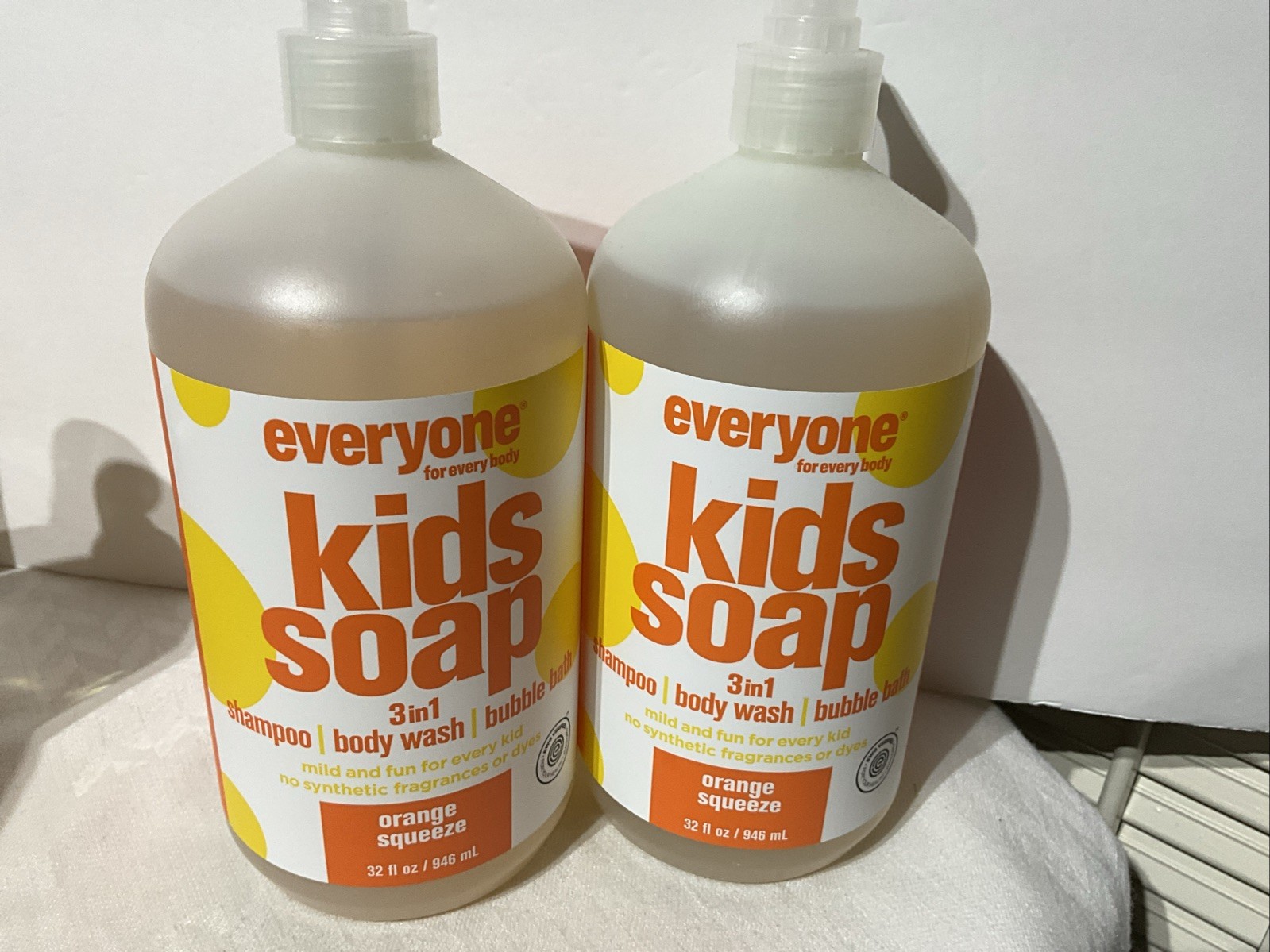 Everyone Kids Soap 3 In 1 Orange Squeeze 32oz Shampoo ~ Body Wash ~ Bubble X 2