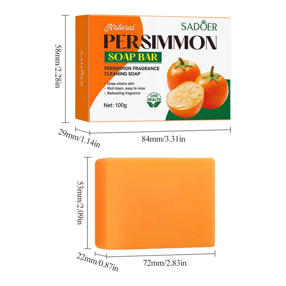 100g Persimmon Soap Bar for Body Odor Removal Handmade Soap for Face and Body