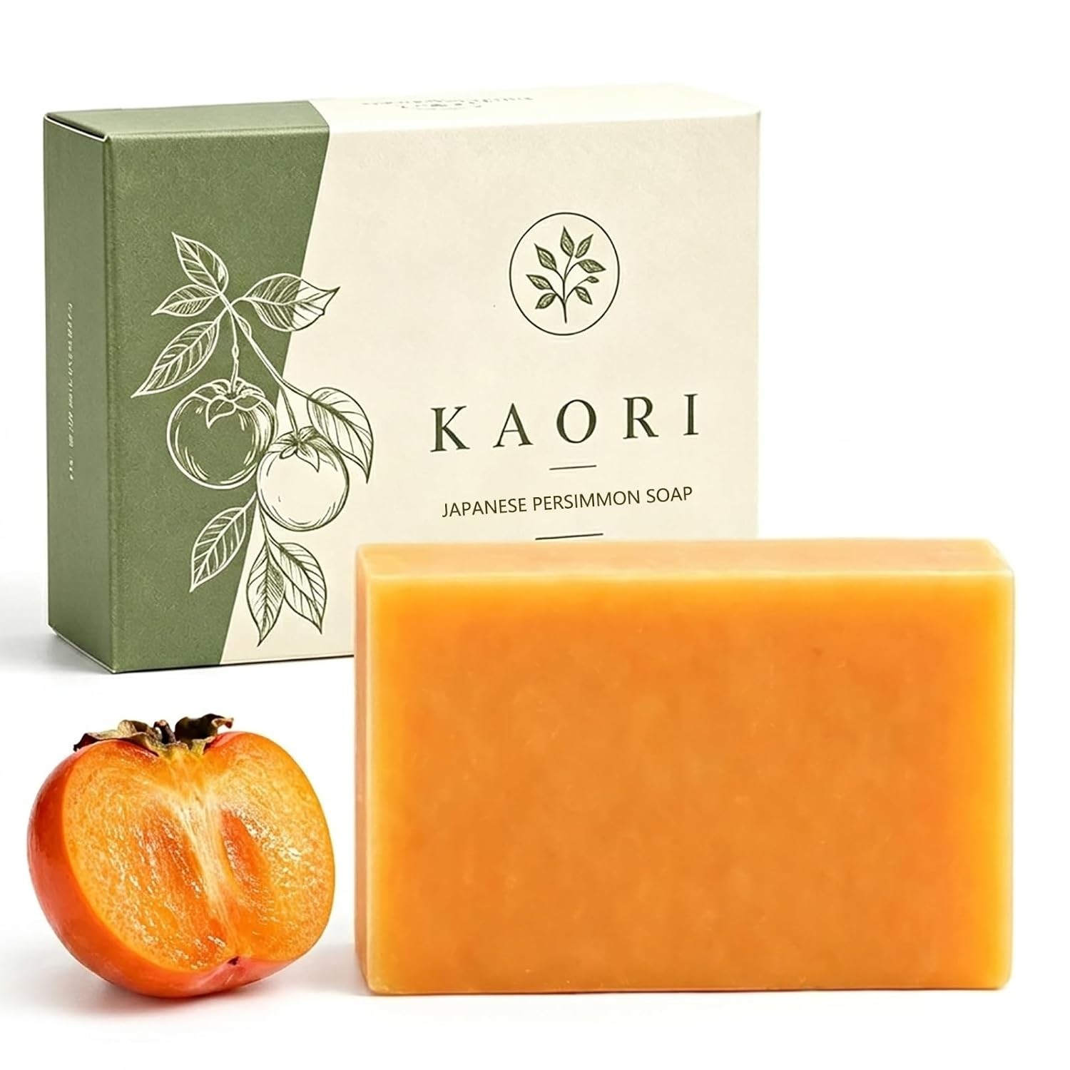 Kaori Persimmon Soap Bar Natural Odor Care for Mature Skin Daily Cleansing