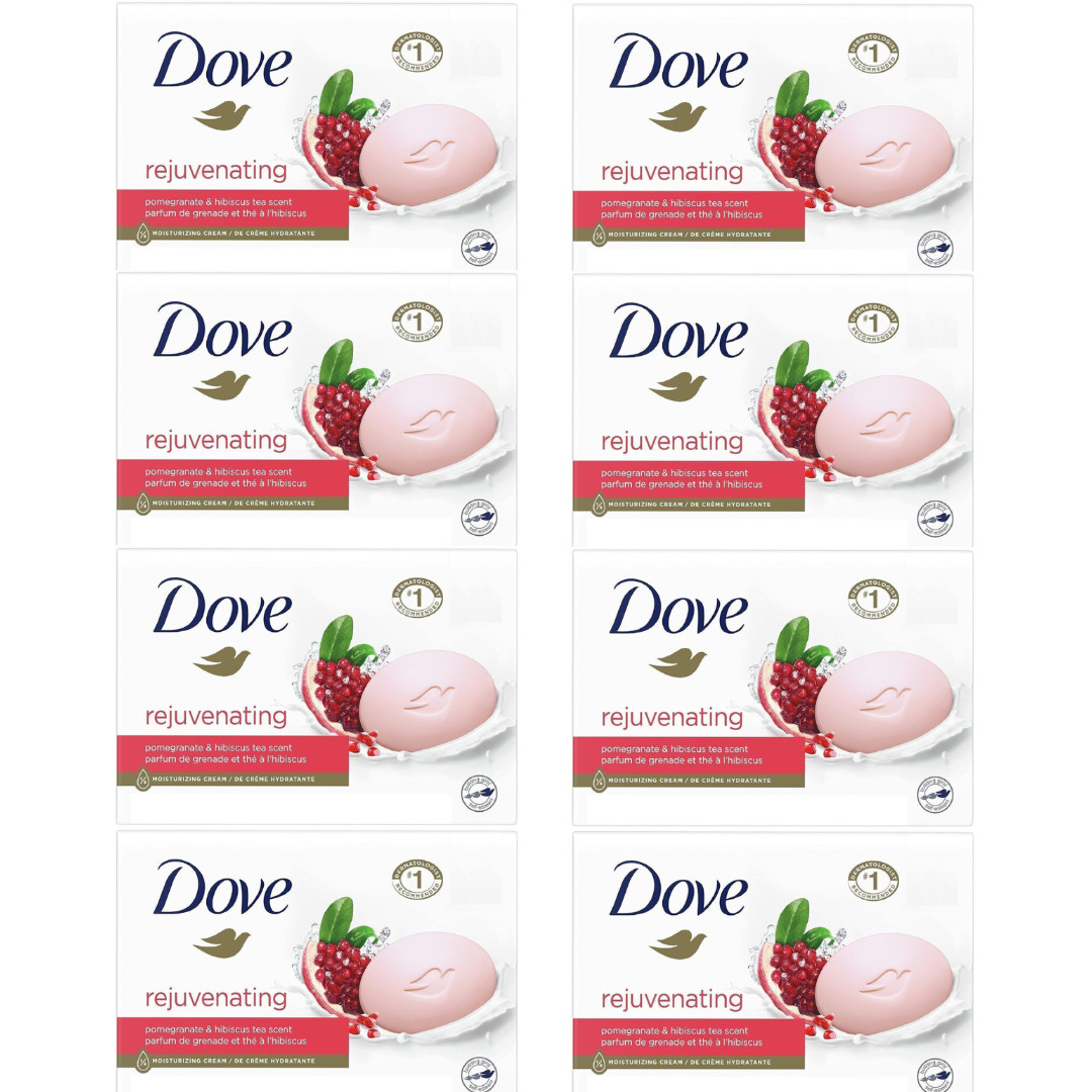 Dove Rejuvenating Pomegranate & Hibiscus Soap Bar 90g / 1.7oz (Pack Of 8)