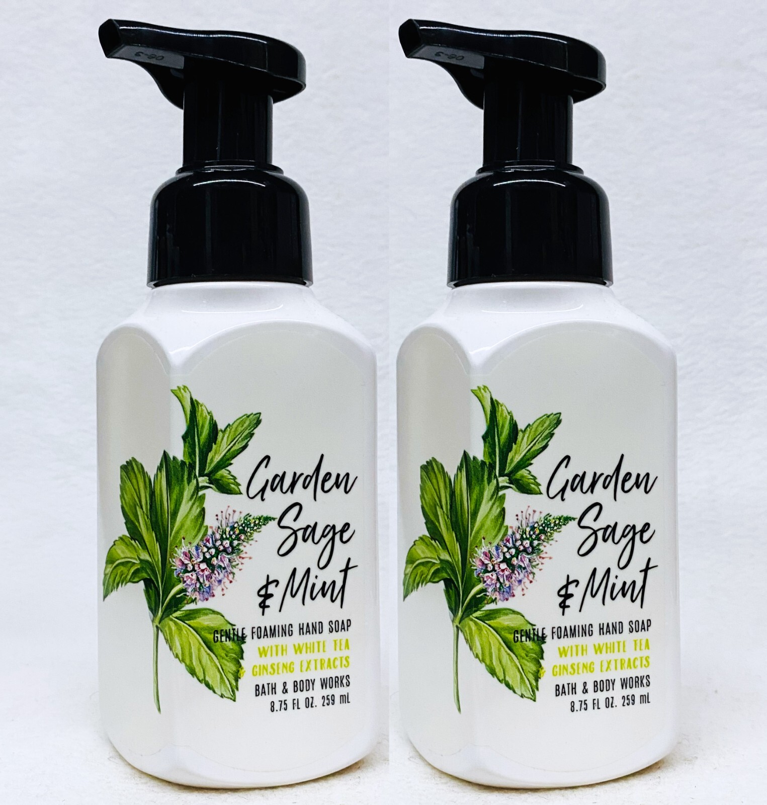 2 Bath & Body Works GARDEN SAGE MINT Gentle Foaming Hand Soap 8.75 oz