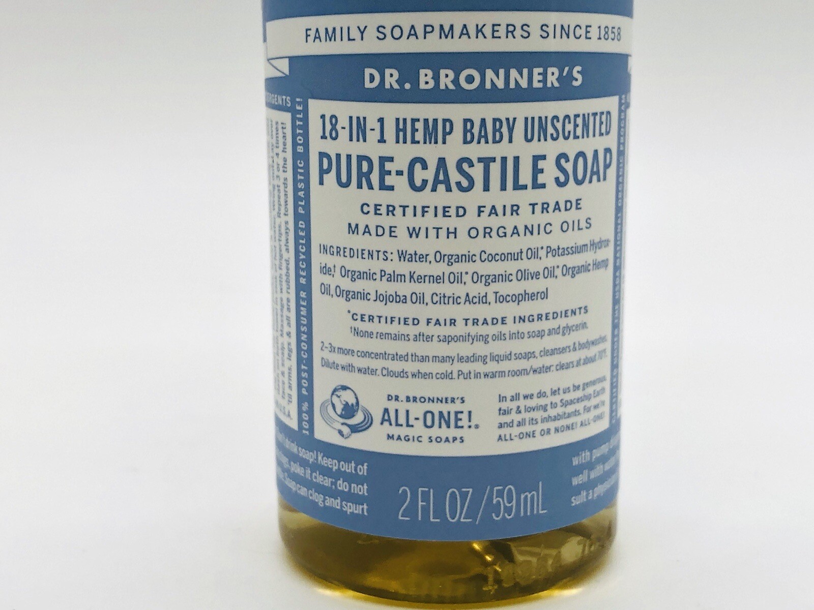Dr. Bronner’s Magic Soaps: Baby Unscented Pure Castile Soap 18-in-1 Hemp 2 fl oz