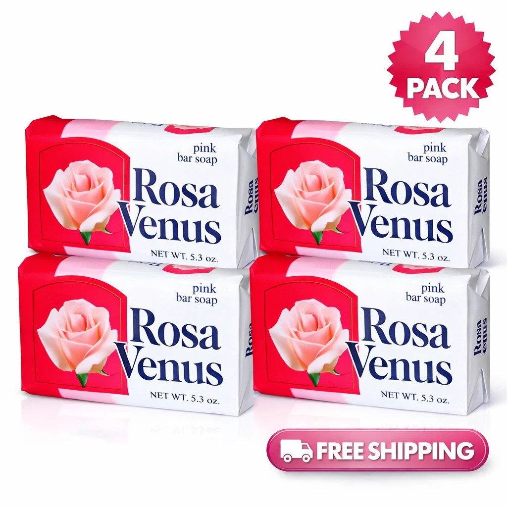 Rosa Venus Pink Bar Soap 3.5 oz Floral Scent Bath Soap – 4 Pack