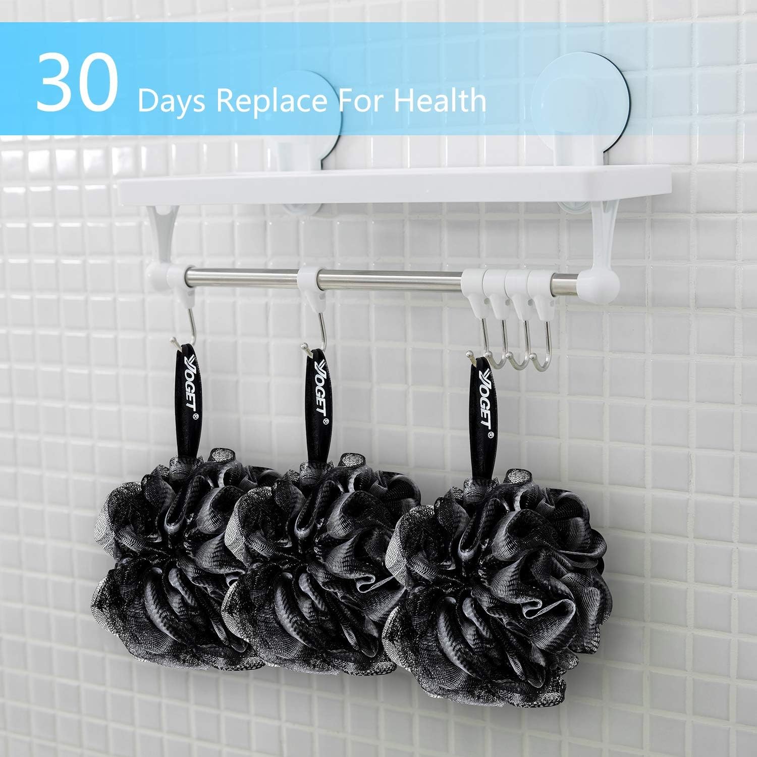 Yoget Bath Loofah Sponge, 4 Pack Black 60G Shower Mesh Ball Soft Pouf