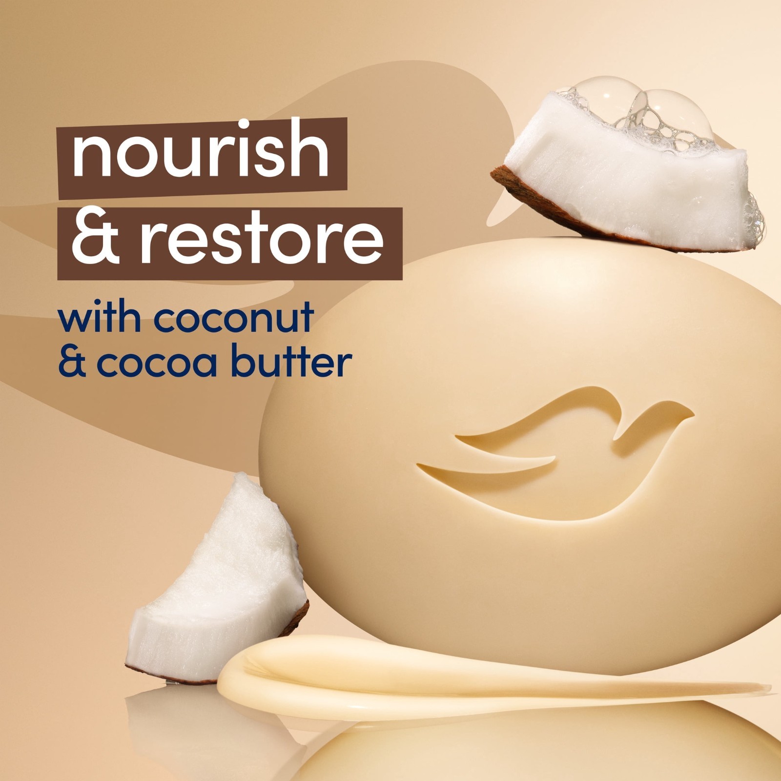 Dove Beauty Bar Soap, Restoring Coconut Cocoa Butter, 3.75 oz, 8 Bars, 2 Pack