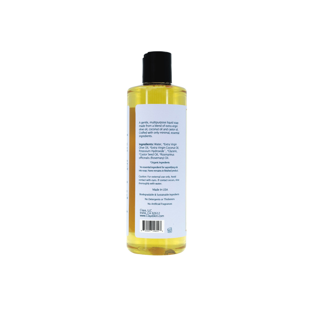 Liquid Castile Soap (Pump Cap) – Organic Ingredients, Gentle For Sensitive Skin