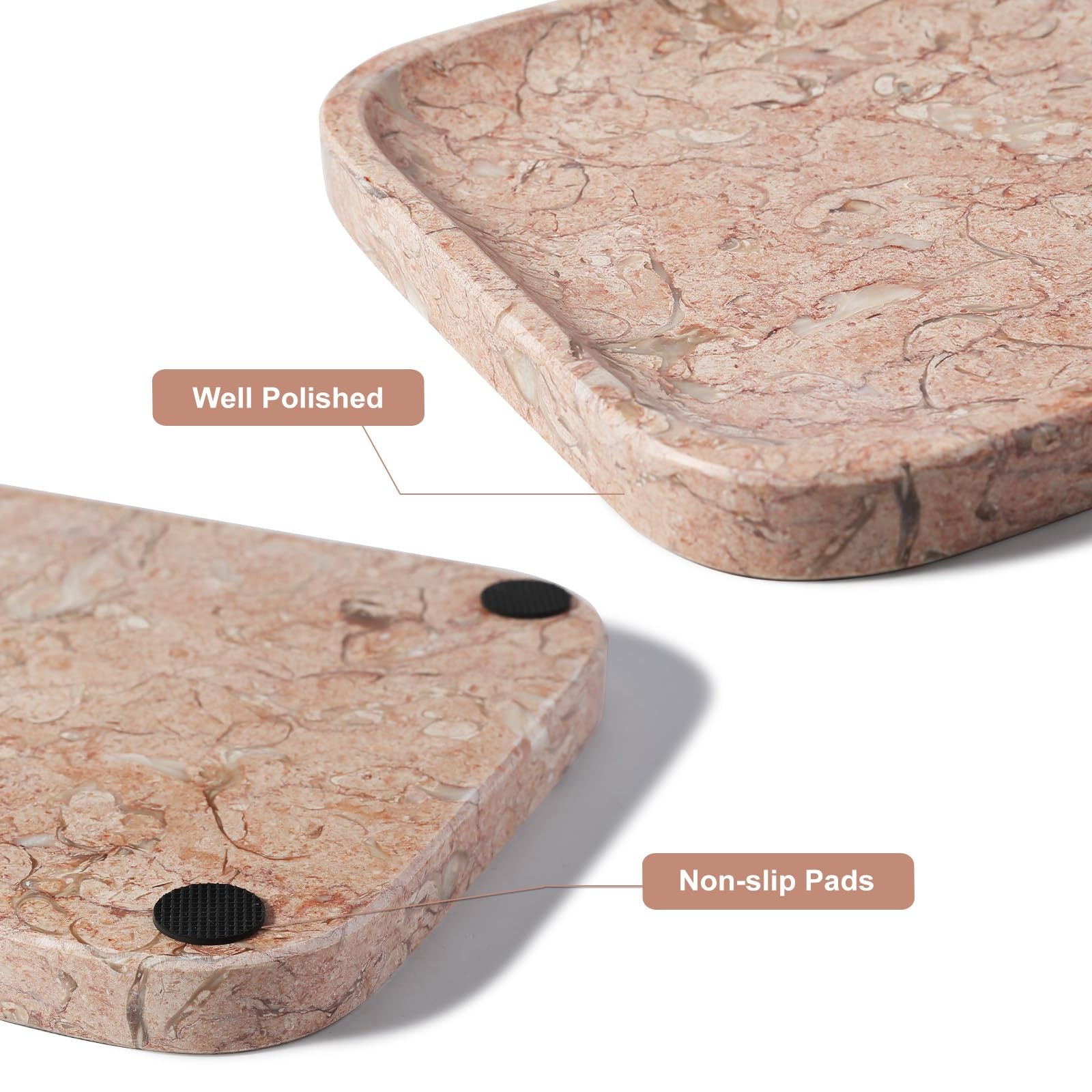 Koville Marble Tray, 12″x8″ Natural Marble Vanity Tray for Countertop Bathroom K