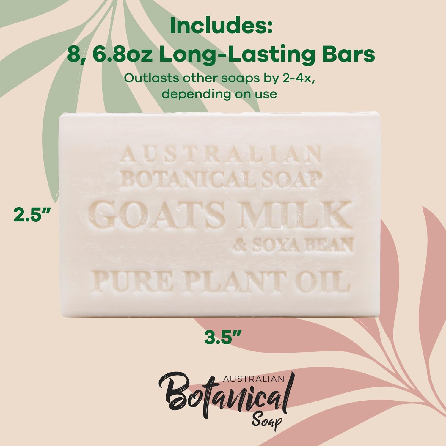 6.6 OZ, Pack of 8, Goat Milk Soap Bars with Soya Bean Oil, Enriched with Orga…