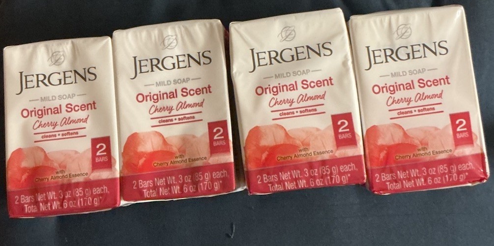 Jergens Cherry Almond Mild Soap Original Scent – 8 Bars (4x 2 Pack) – 3 Oz Each