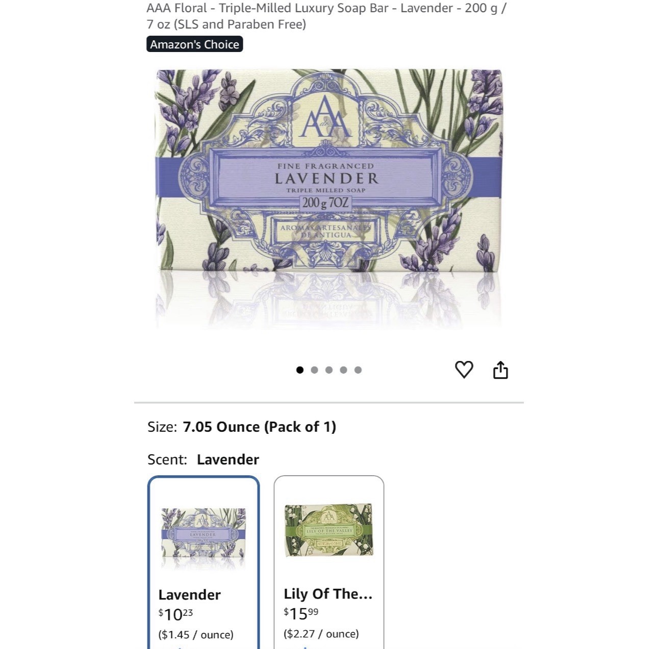 Aromas Artesanales de Antigua (AAA) Lilac Blossom Triple Milled Soap 7.05oz 200g