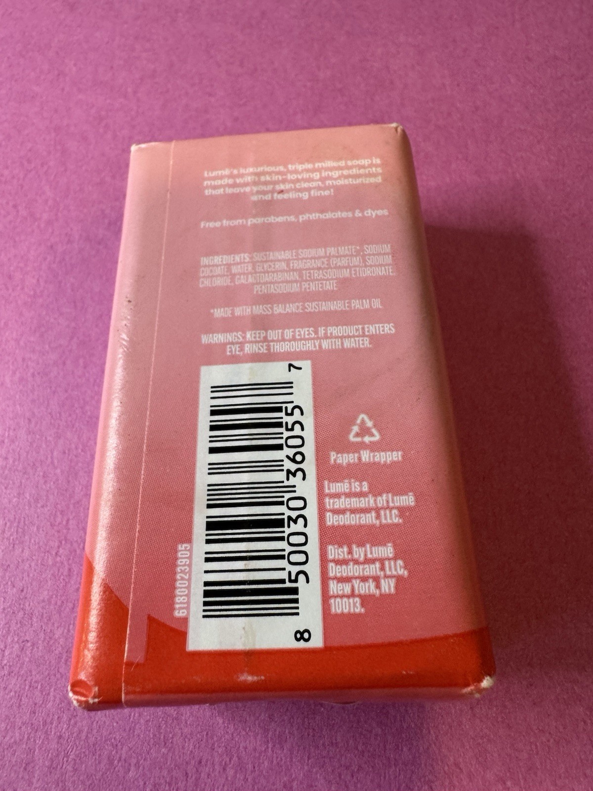 Lume Triple Milled Soap PEONY ROSE 5 oz Bar