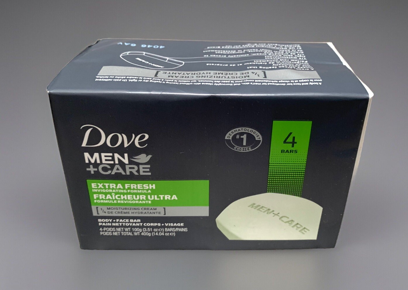 NEW Dove Men+Care 4ct Extra Fresh Moisturizing Cream Body+Face 3.51oz Bar Soap