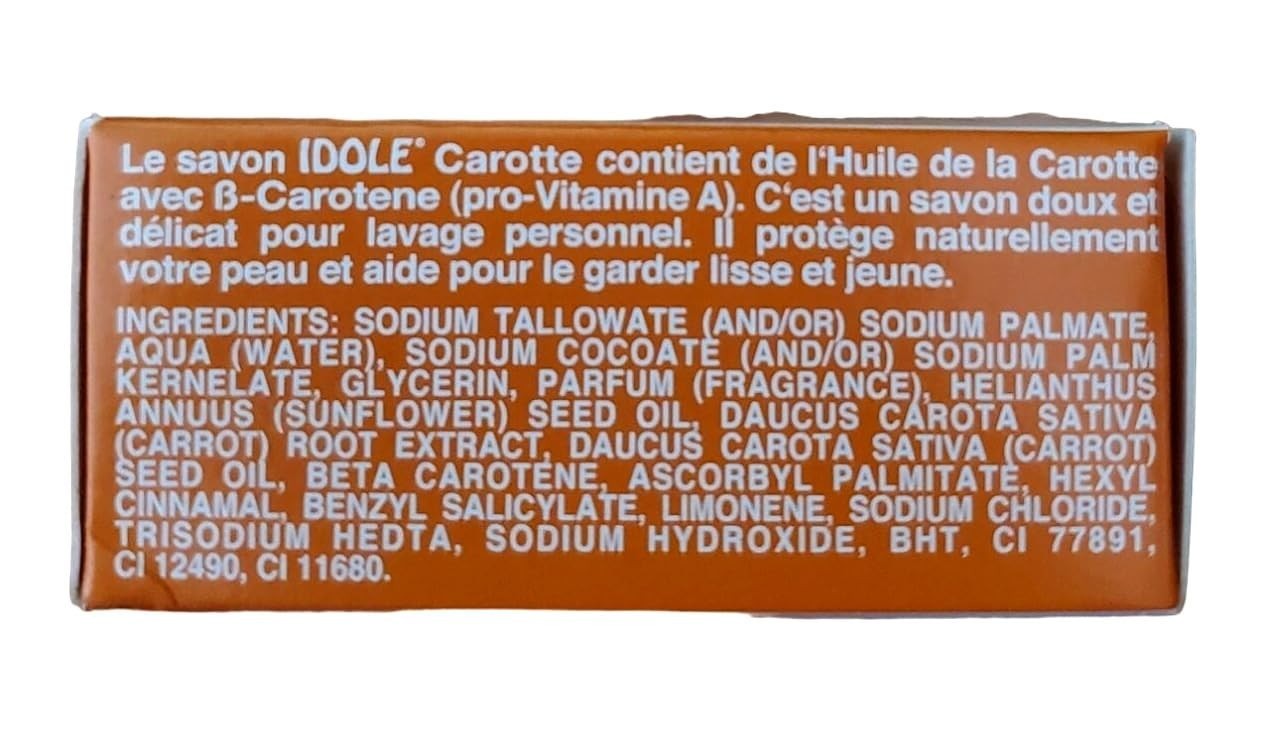 Idole Carrot Soap with Vitamin A, Skin Brightening, 100g Bar – 2 Pack