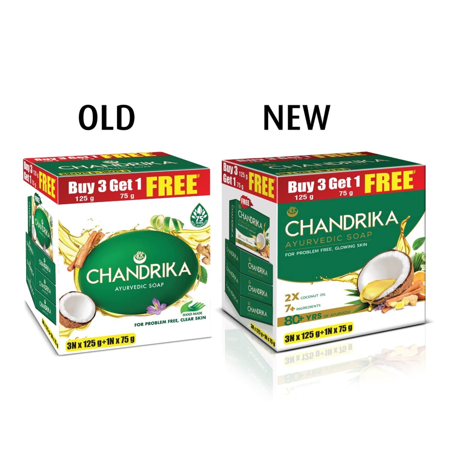 Chandrika Ayurvedic Soap 125g x3 + 75g Free | Handmade Radiance Bar | Herbal