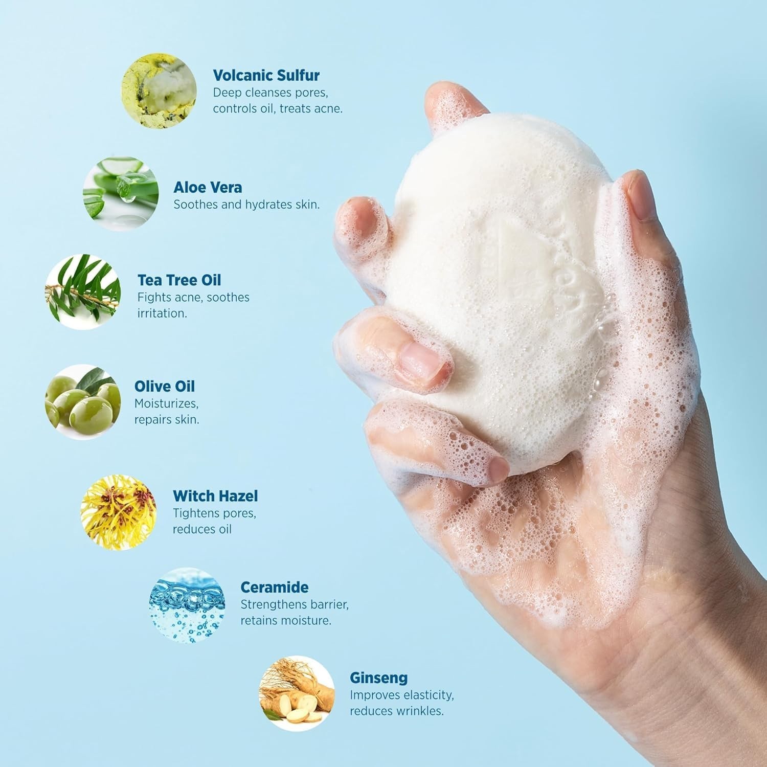 Sulfur Soap for Acne Support: Sulfur Face Wash Bar for Sensitive Skin, 2 Bars