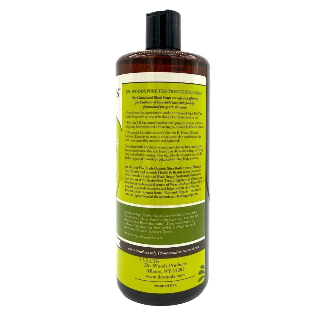 Dr Woods Tea Tree Liquid Castile Soap Pack Of 2 32 Ounces For All Skin Types