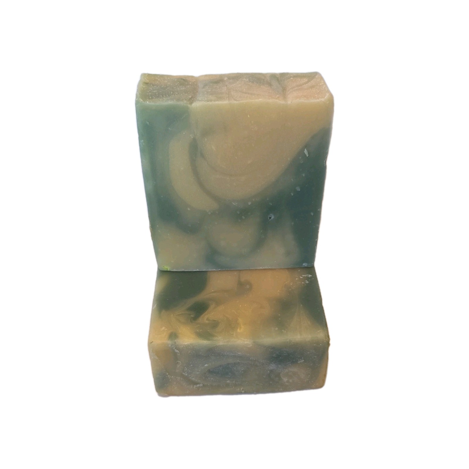 Homemade Swirl Green Beige Rectangular Body Bar Soap Citrus Scent for Body Hands
